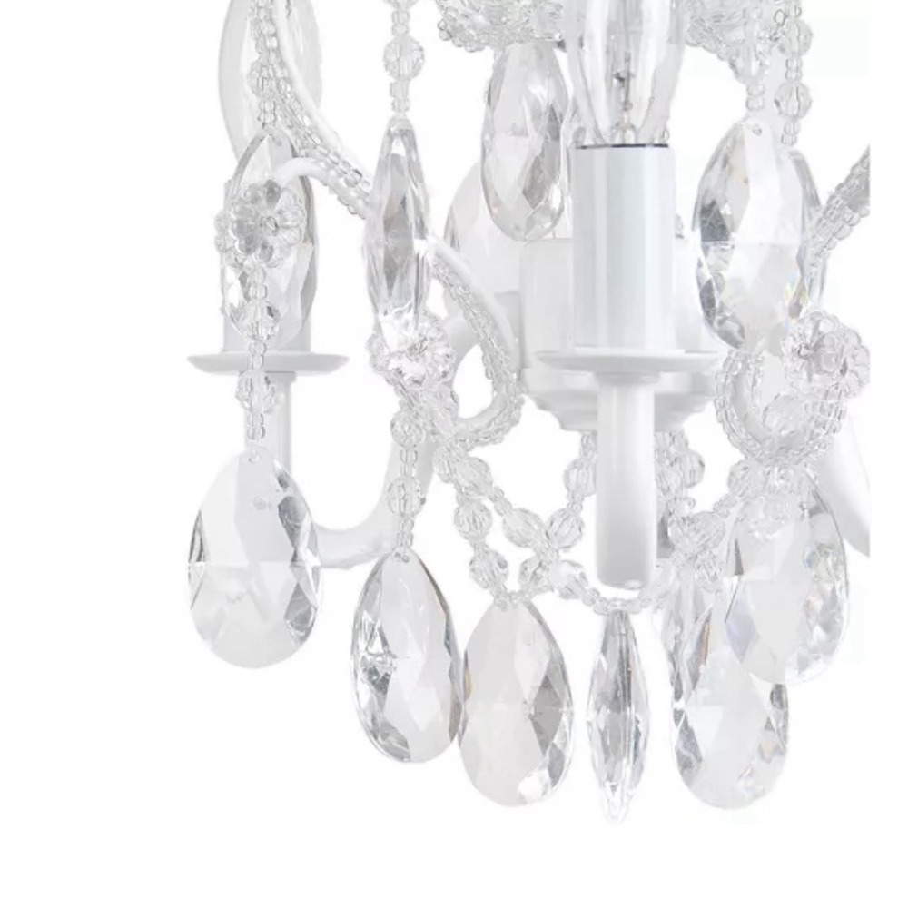 Hampton Bay 3-Light White Chandelier Candelabra Bulbs Crystal Like Accents New - Picture 2 of 5